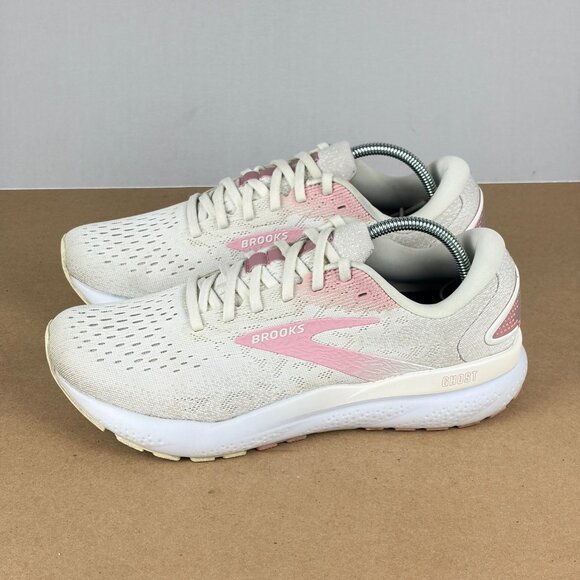Brooks Ghost 16 Athletic Running Shoes Womens 9 Off White Pink Low Top Lace Up - Picture 10 of 10